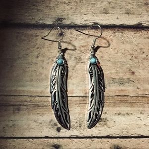 Western Style Feather Texture Fishhook Earrings